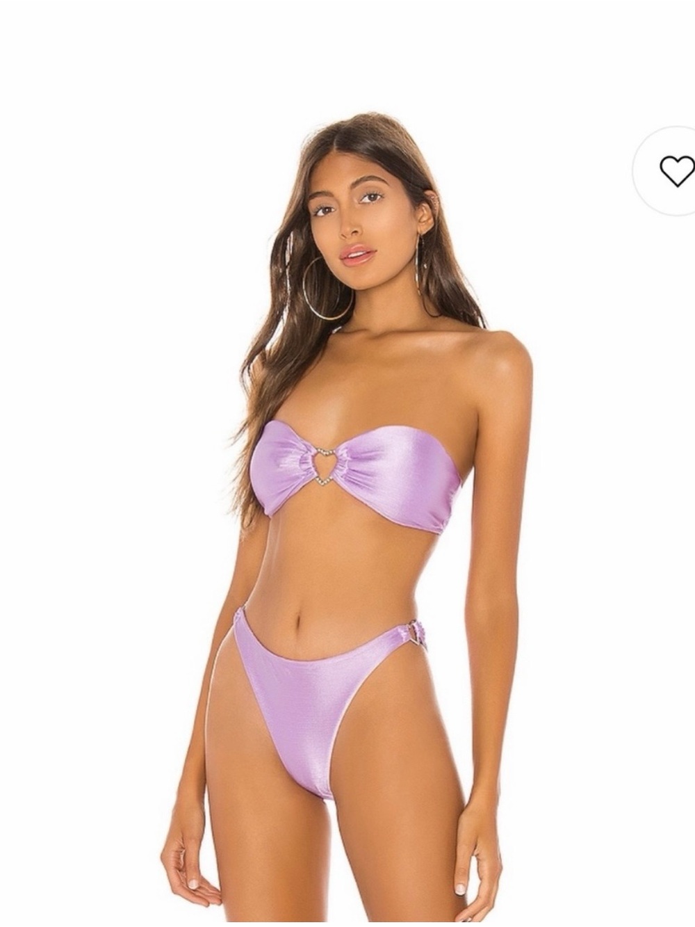 Superdown Lavender Bikini Set Bandeau, Top S, Bottom M, Heart detail